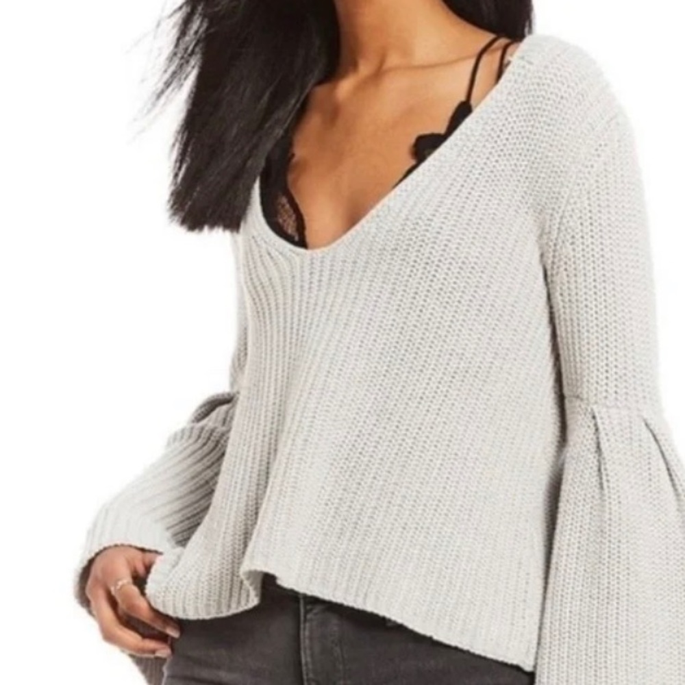 Light Gray Bell Sleeves Free People Sweater